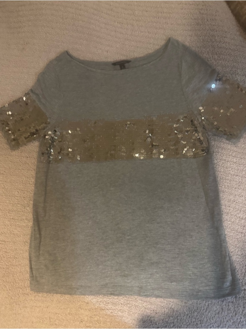 Banana Republic Gray Tee with Silver Sequins